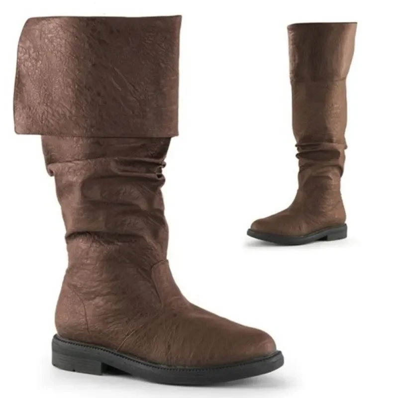 Cosplay Prop Works - Botas medievales de cuero para hombre,