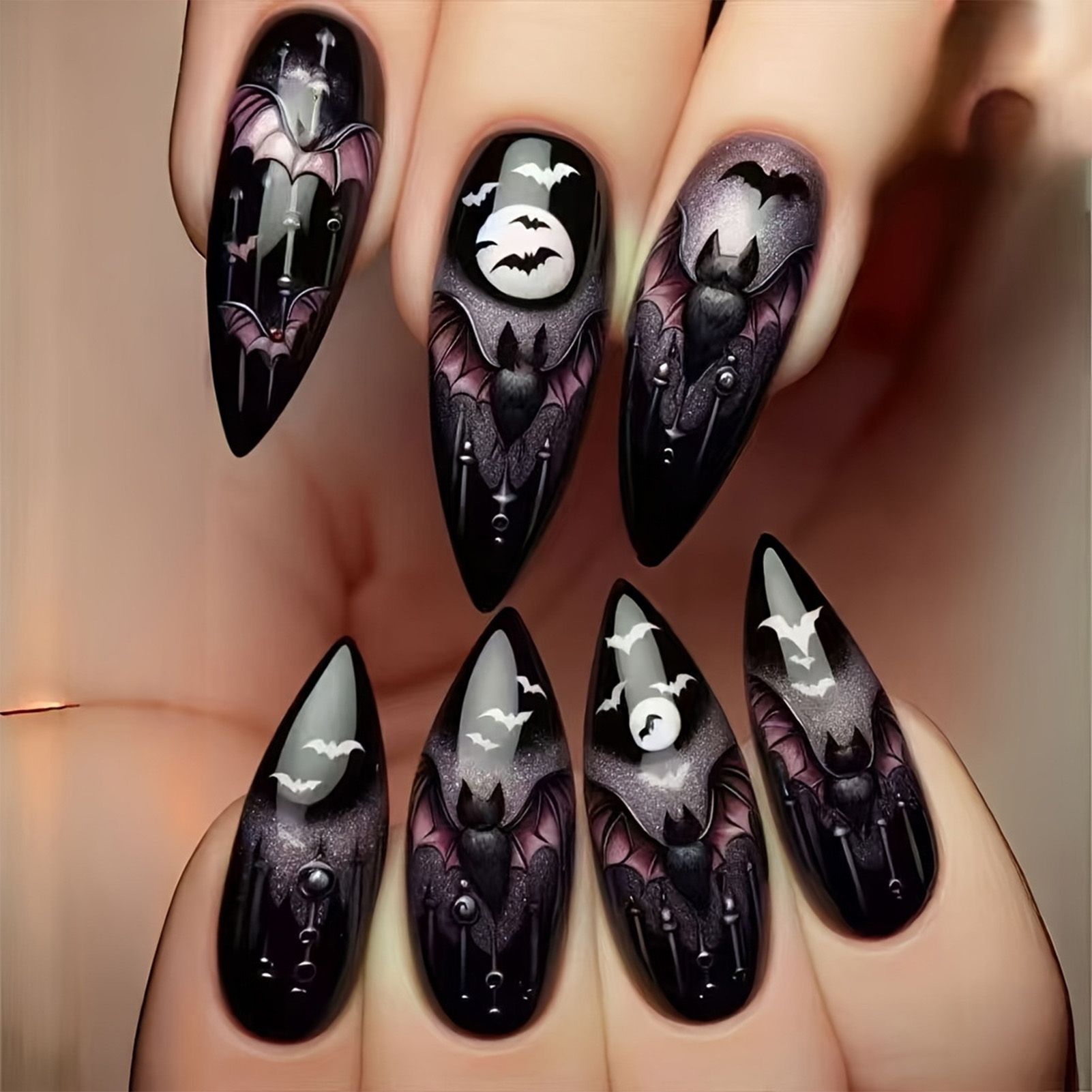 24 Uñas Postizas de Halloween, - Cosplay Bat Prop reseña y precio